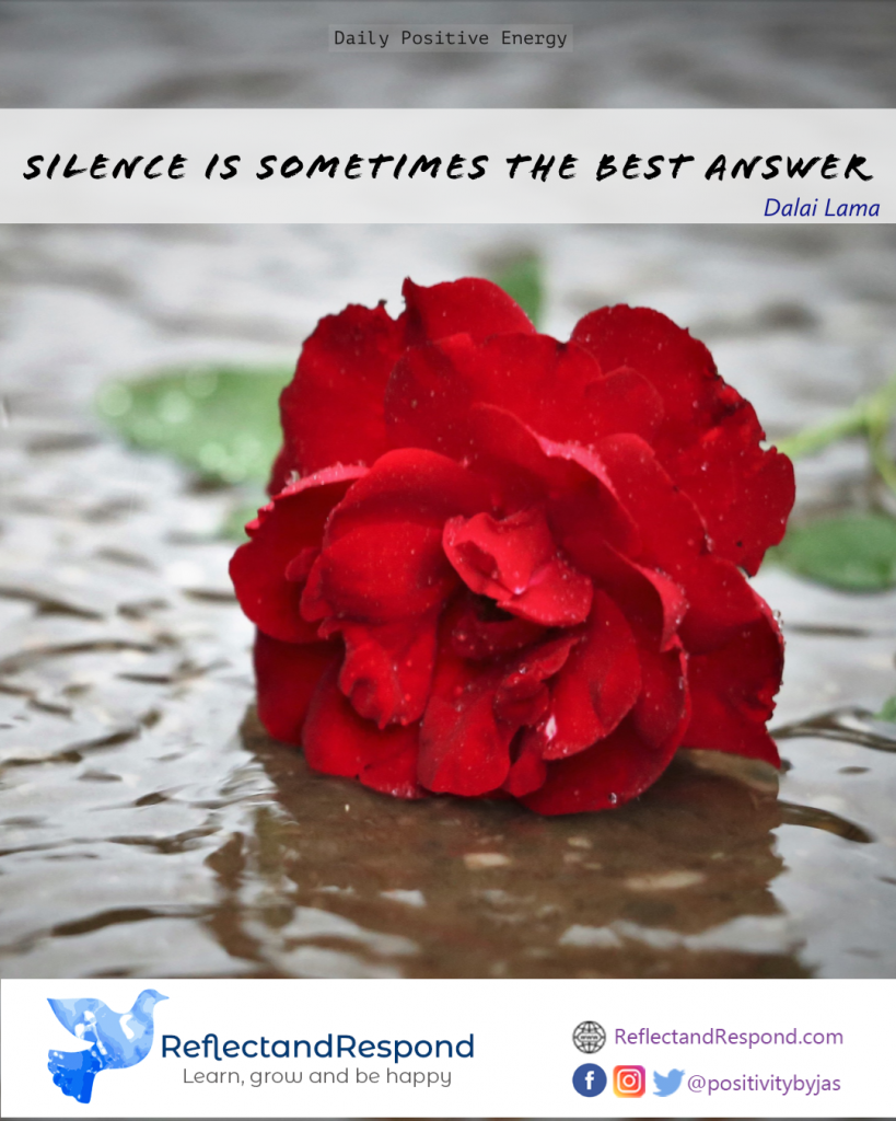 Silence is sometimes the best answer 1 daily Buddhist positive quote silence